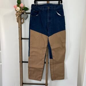 Scheels Outfitters Mens Blue and Tan Denim Jeans Size 34x32